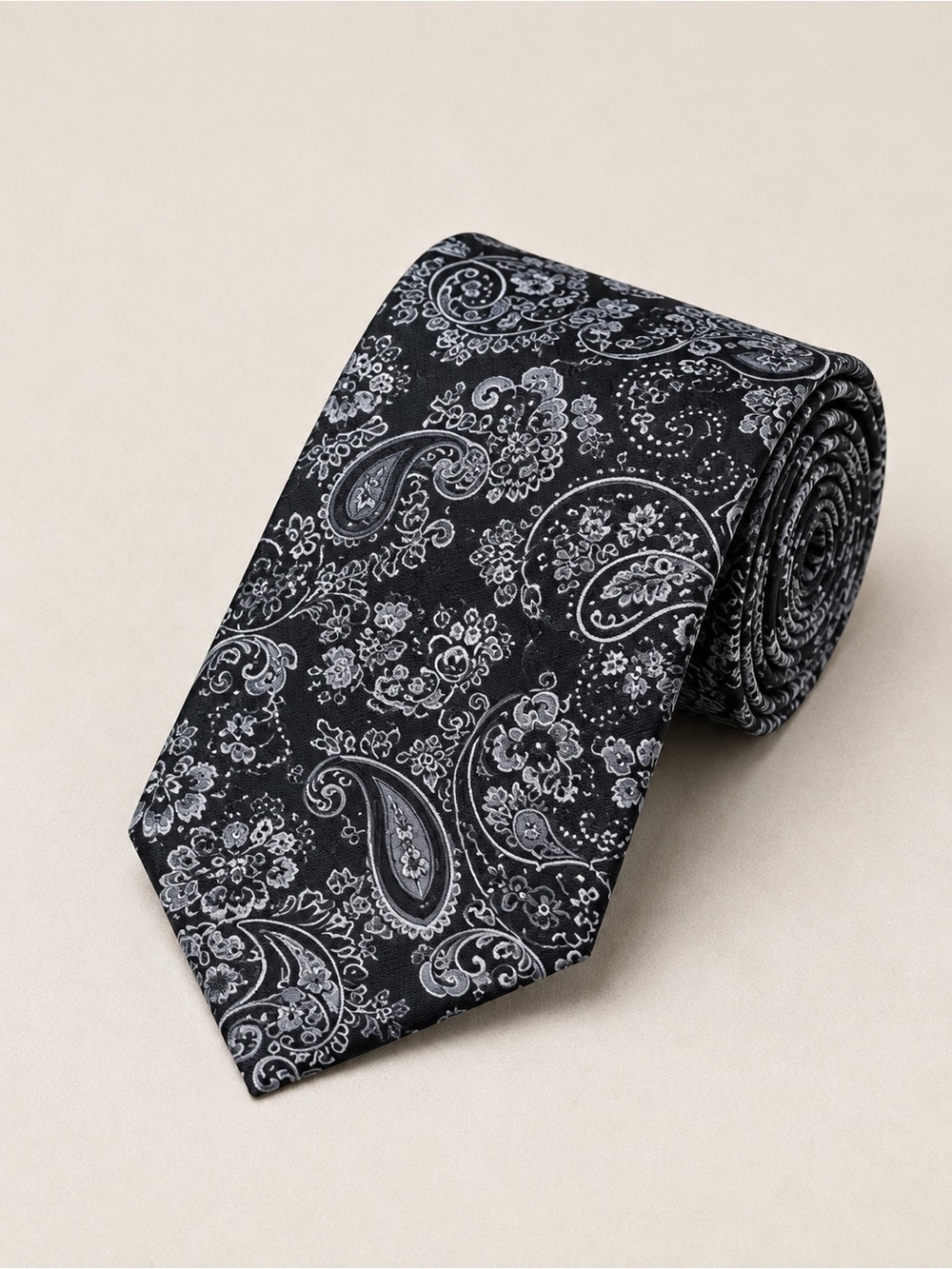 Oakton Black Paisley Men's Tie Classic Formal Accessory Wedding Business